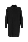 Gucci Men Black Cotton Blend Overcoat