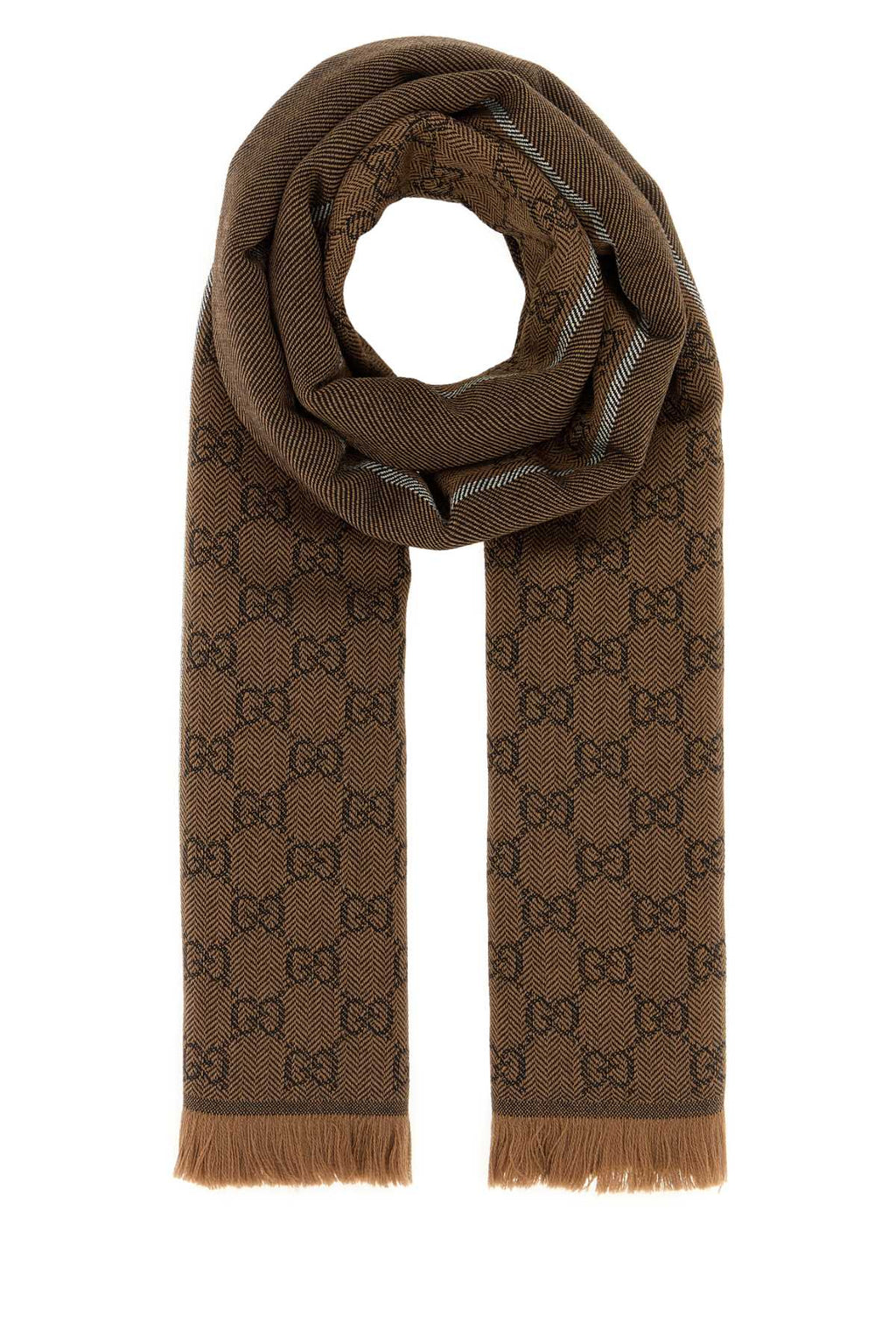 Gucci Men Camel Wool Scarf