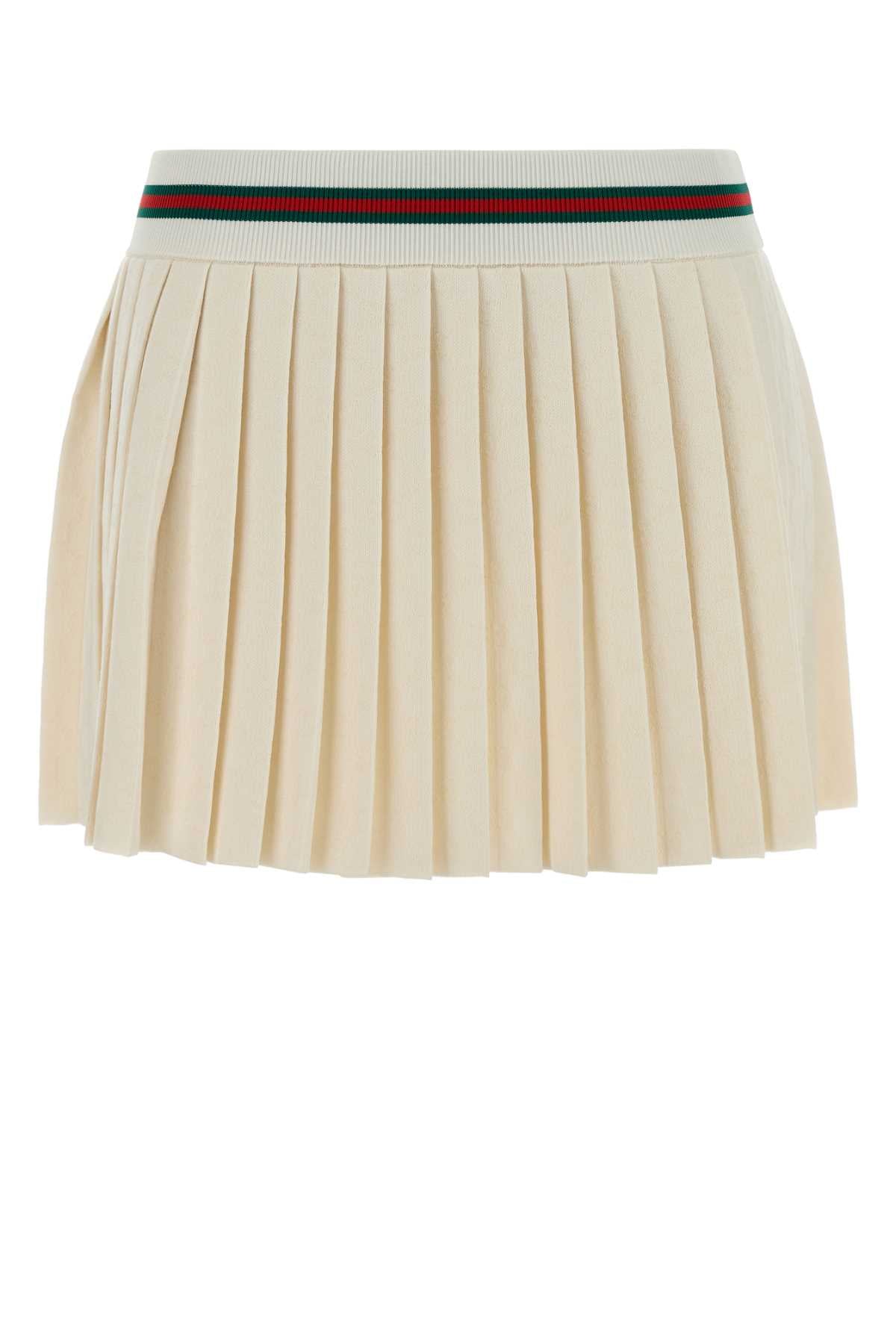 Gucci Women Ivory Gg Jersey Mini Skirt