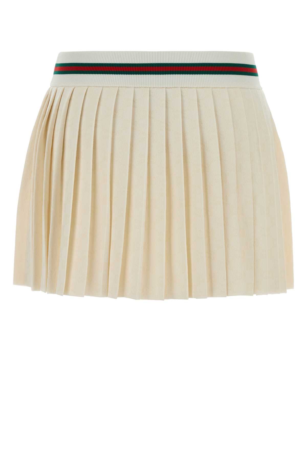 Gucci Women Ivory Gg Jersey Mini Skirt