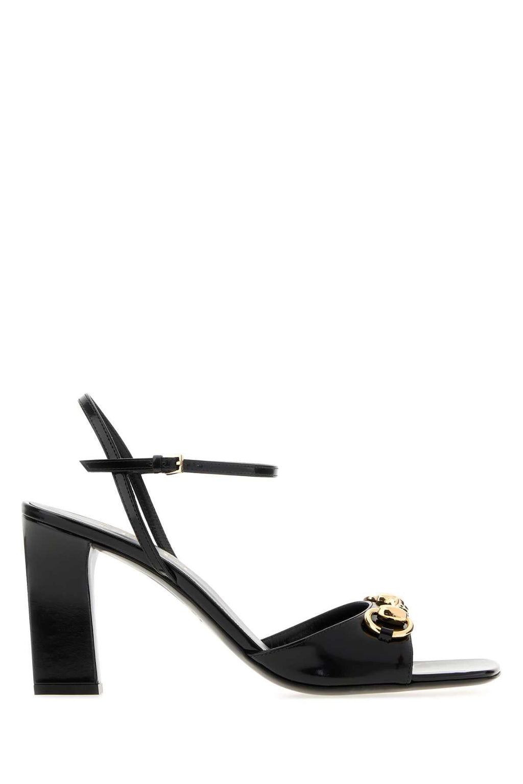 Gucci Women Black Leather Signora Sandals