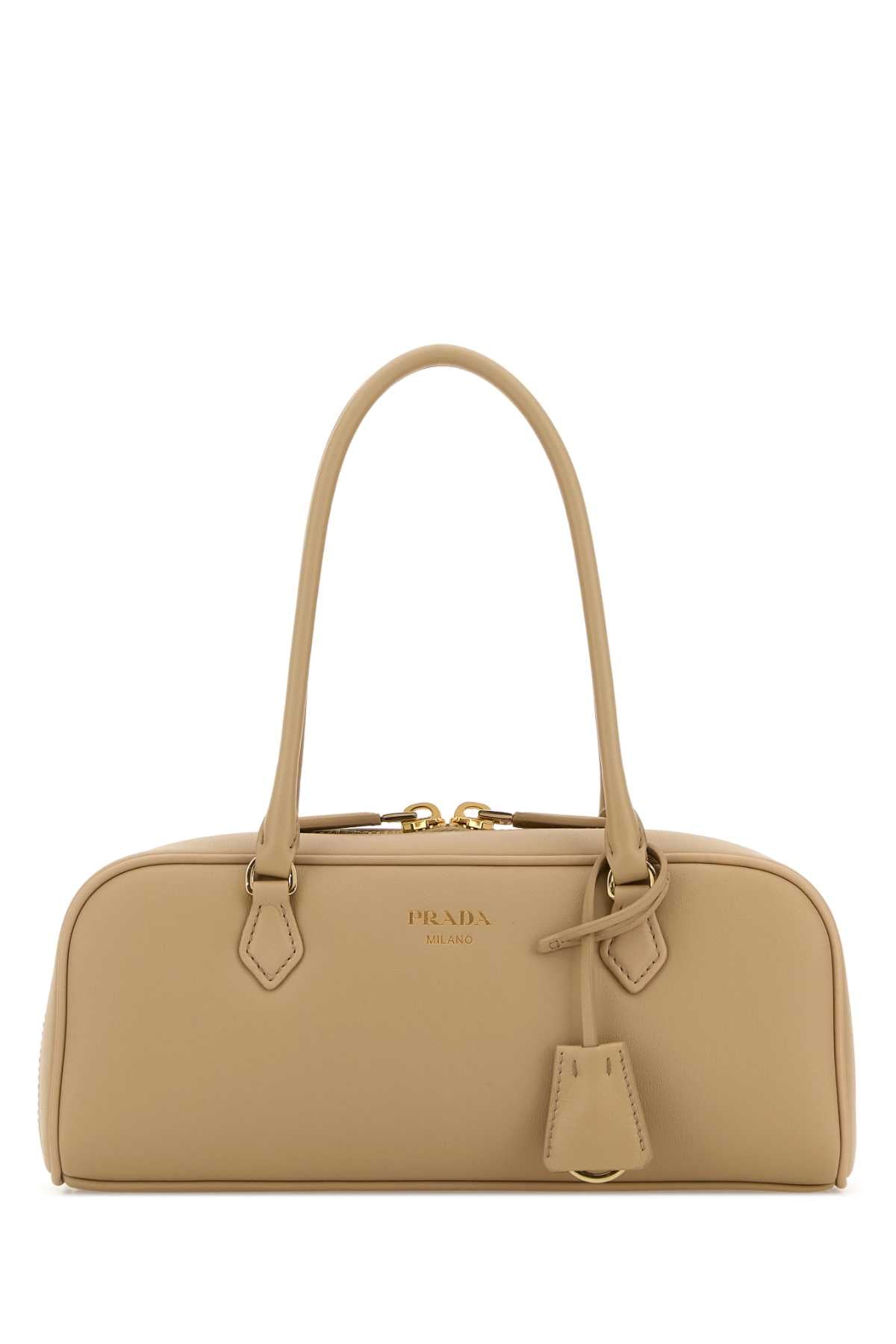 Prada Women Beige Leather Medium Handbag