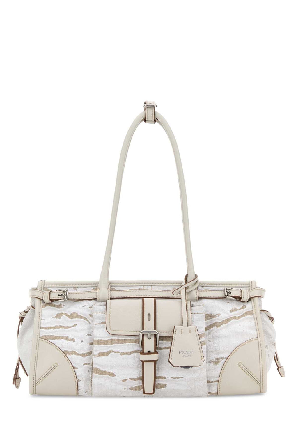 Prada Women Printed Canvas Medium Prada Bonnie Shoulder Bag