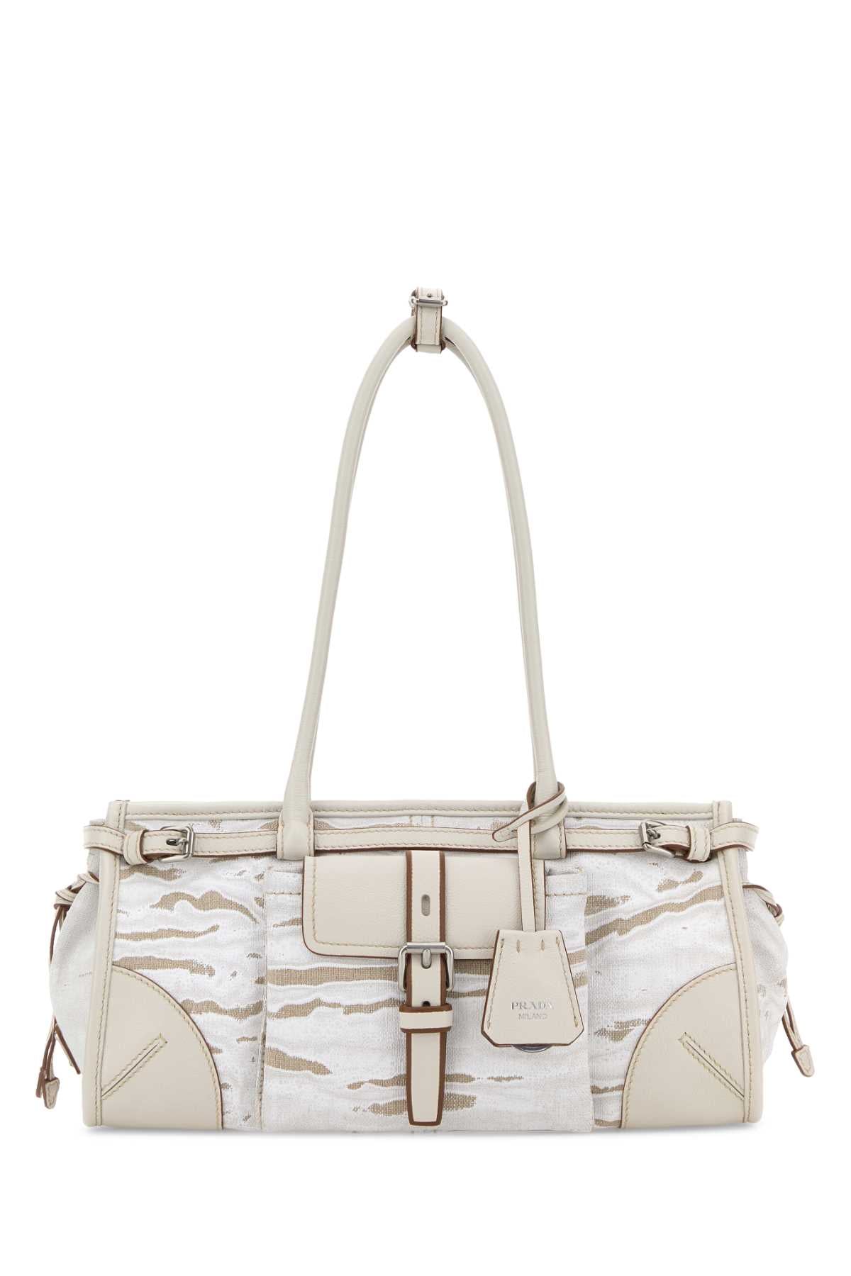 Prada Women Printed Canvas Medium Prada Bonnie Shoulder Bag