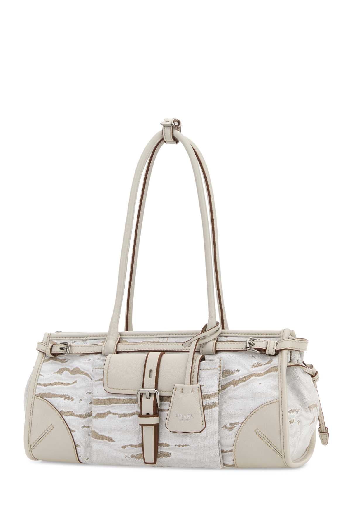 Prada Women Printed Canvas Medium Prada Bonnie Shoulder Bag