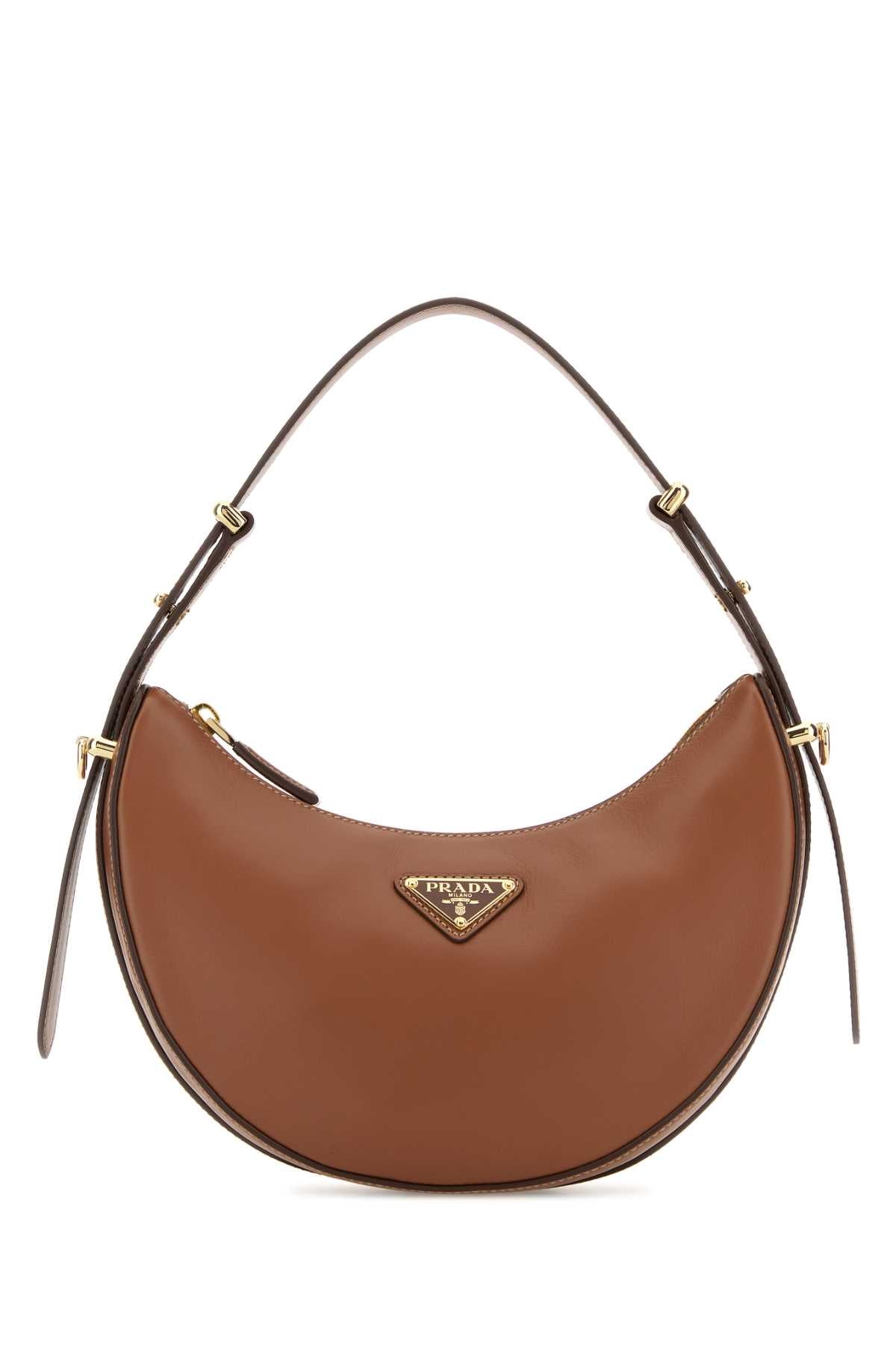 Prada Women Caramel Leather Arquã¨ Handbag