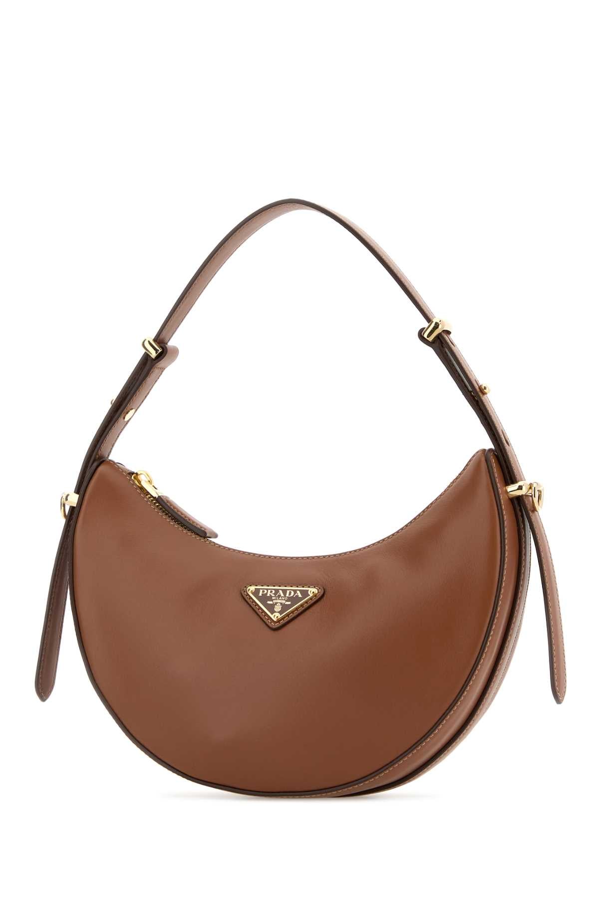 Prada Women Caramel Leather Arquã¨ Handbag