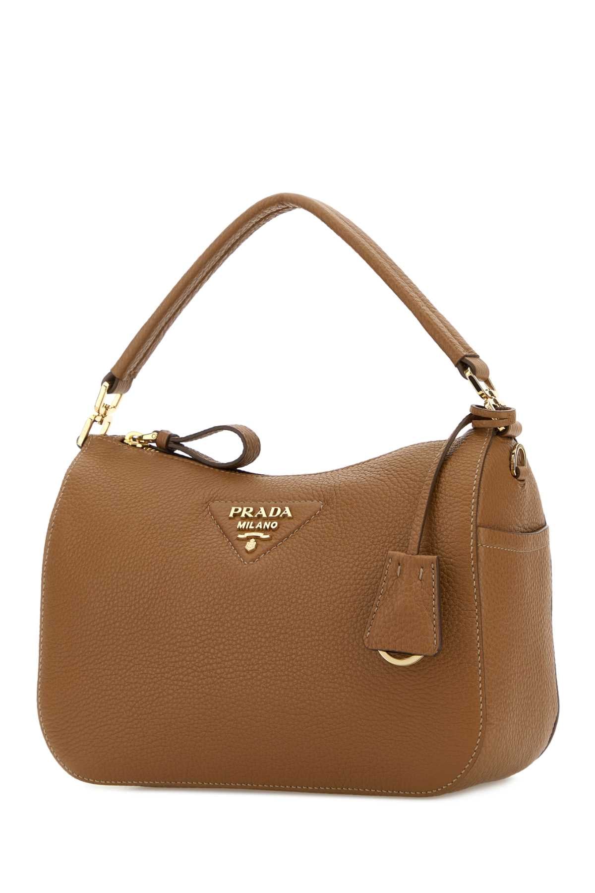 Prada Women Camel Leather Small Handbag