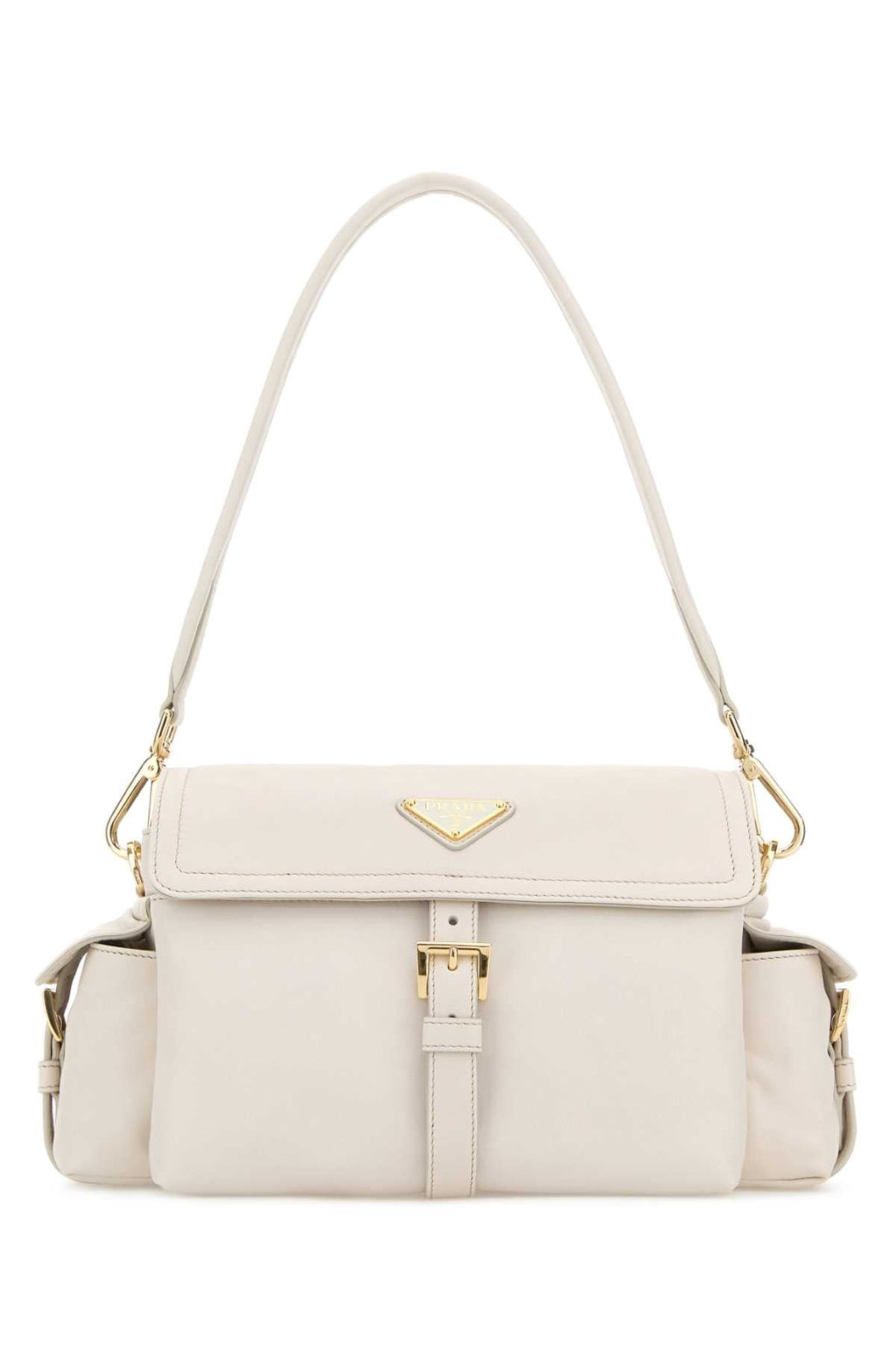 Prada Women Ivory Nappa Leather Prada Explore Shoulder Bag