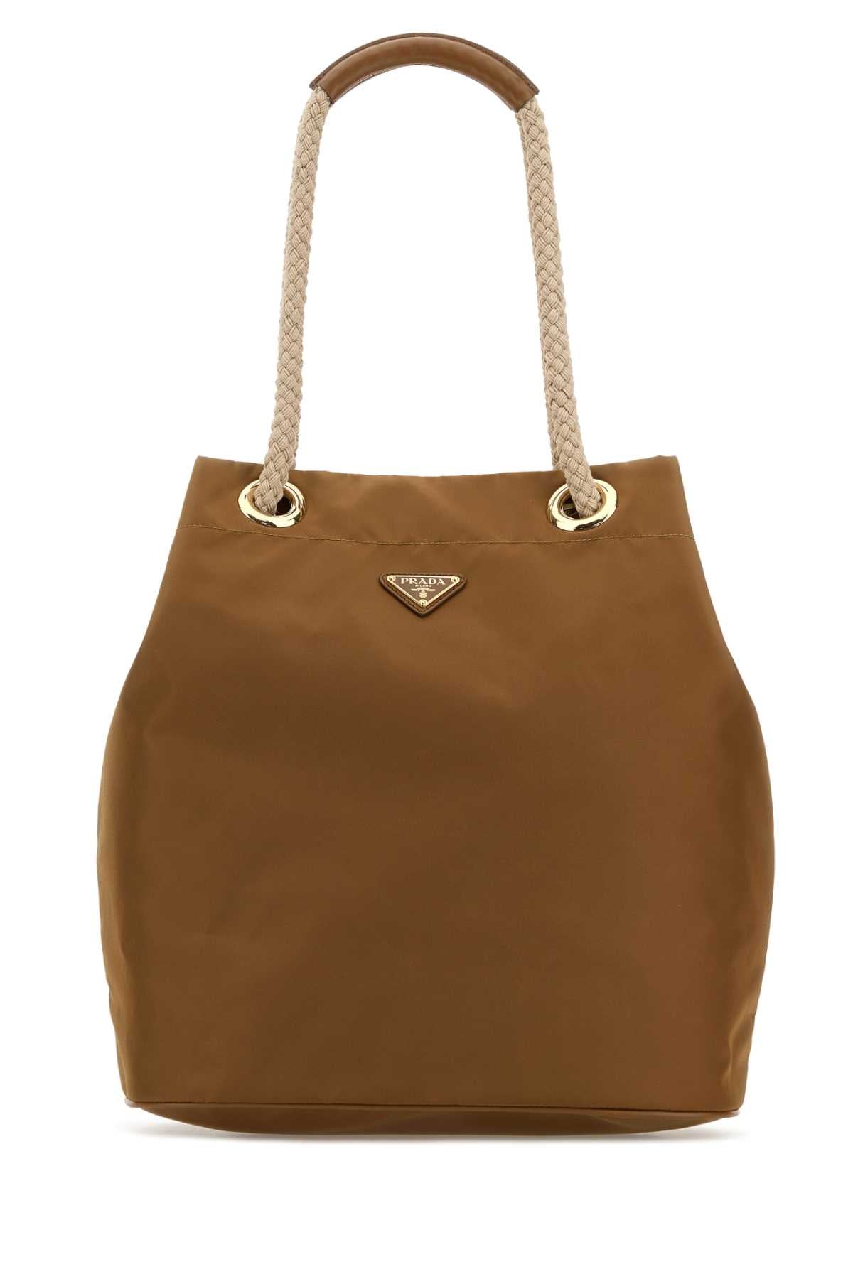 Prada Women Brown Re-Nylon Large Prada Mariner Bucket Bag