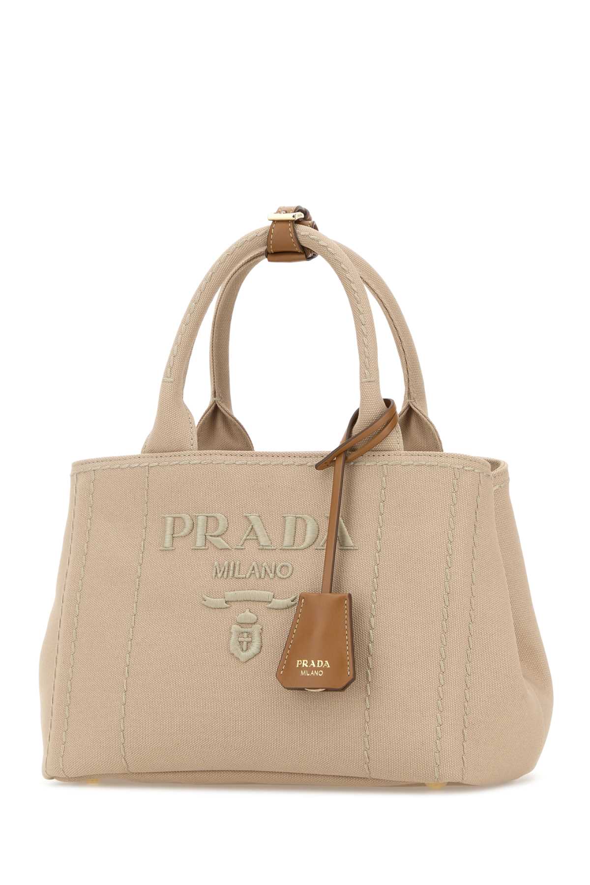 Prada Women Beige Canvas Small Prada Jardiniã¨Re Handbag
