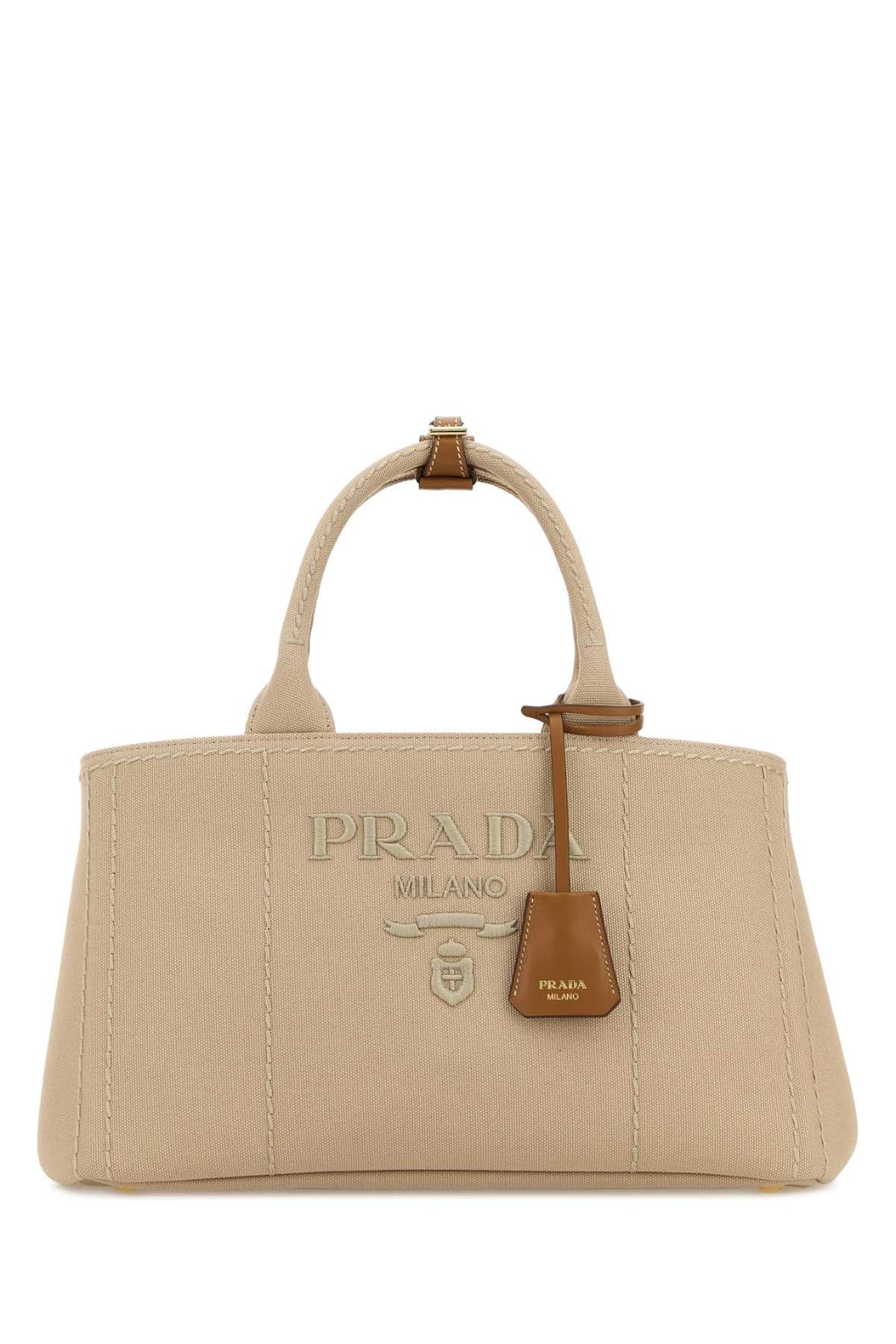 Prada Women Beige Canvas Large Prada Jardiniã¨Re Shopping Bag