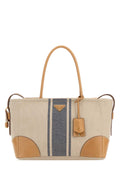 Prada Women Sand Canvas Large Shopping Bag