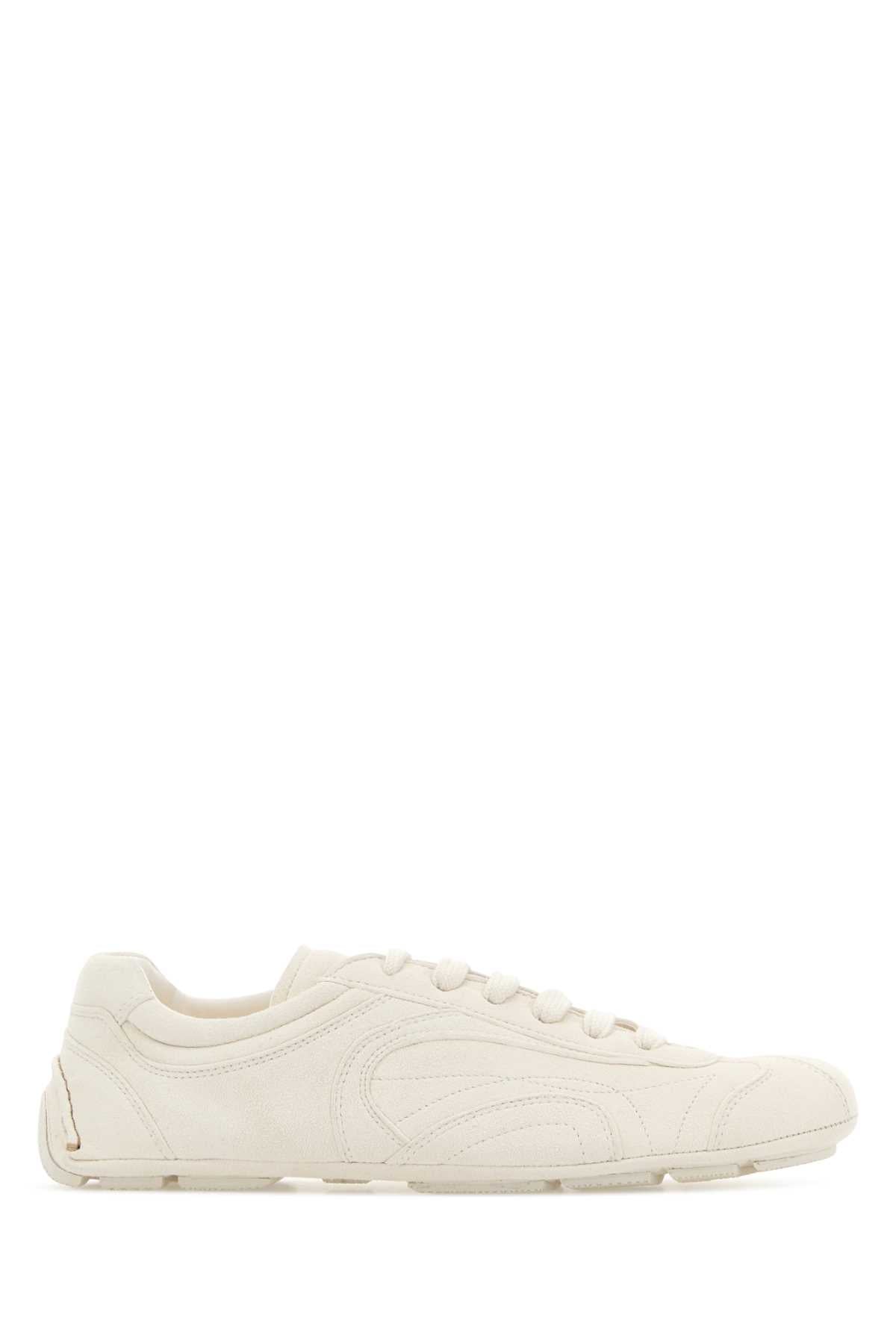 Prada Women White Suede Montecarlo Sneakers