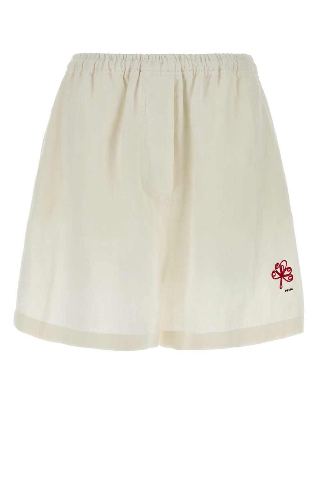 Prada Women White Linen Shorts
