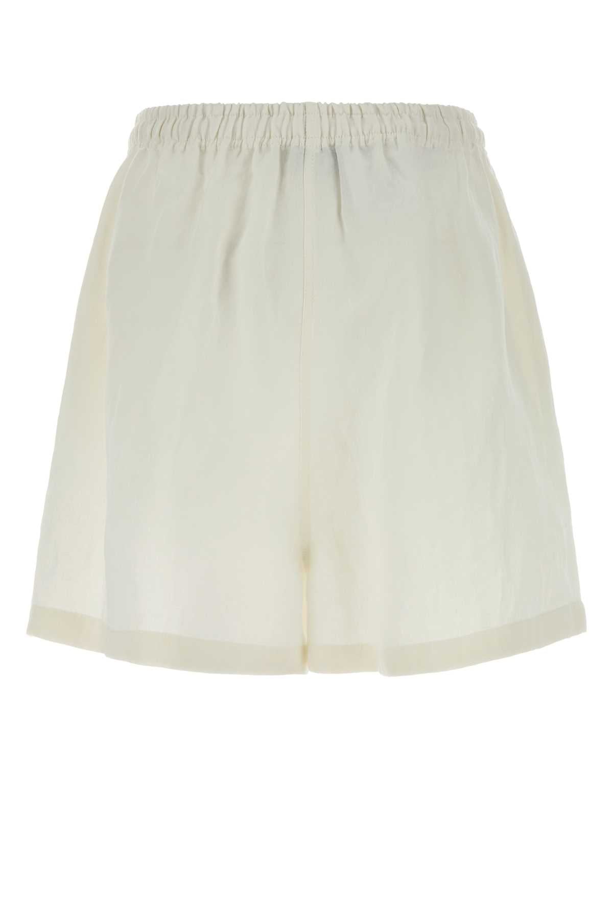 Prada Women White Linen Shorts