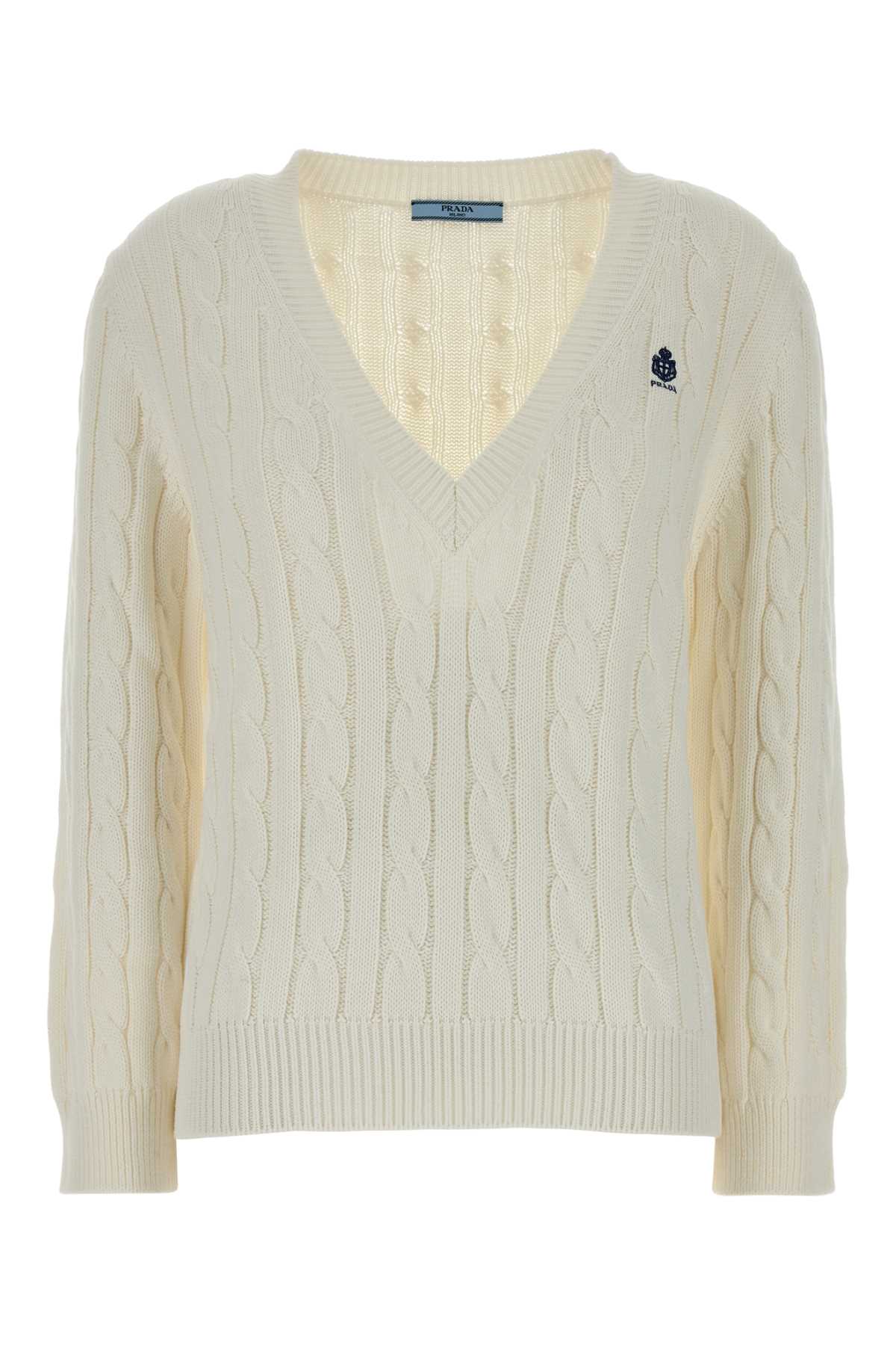 Prada Women White Cotton Sweater