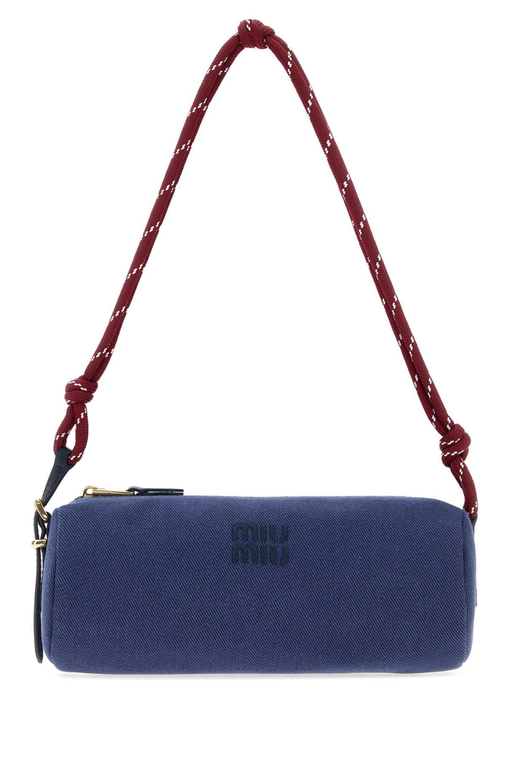 Miu Miu Women Navy Blue Gabardine Shoulder Bag