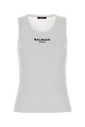 Balmain Women White Cotton Tank Top