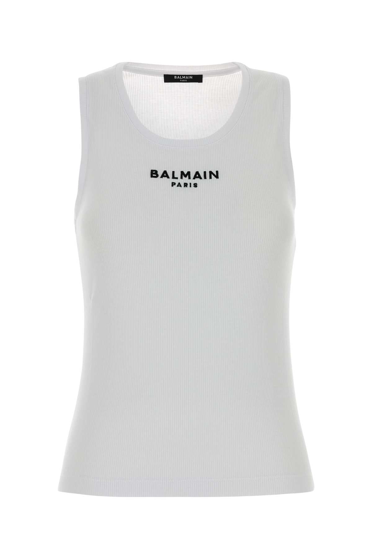 Balmain Women White Cotton Tank Top
