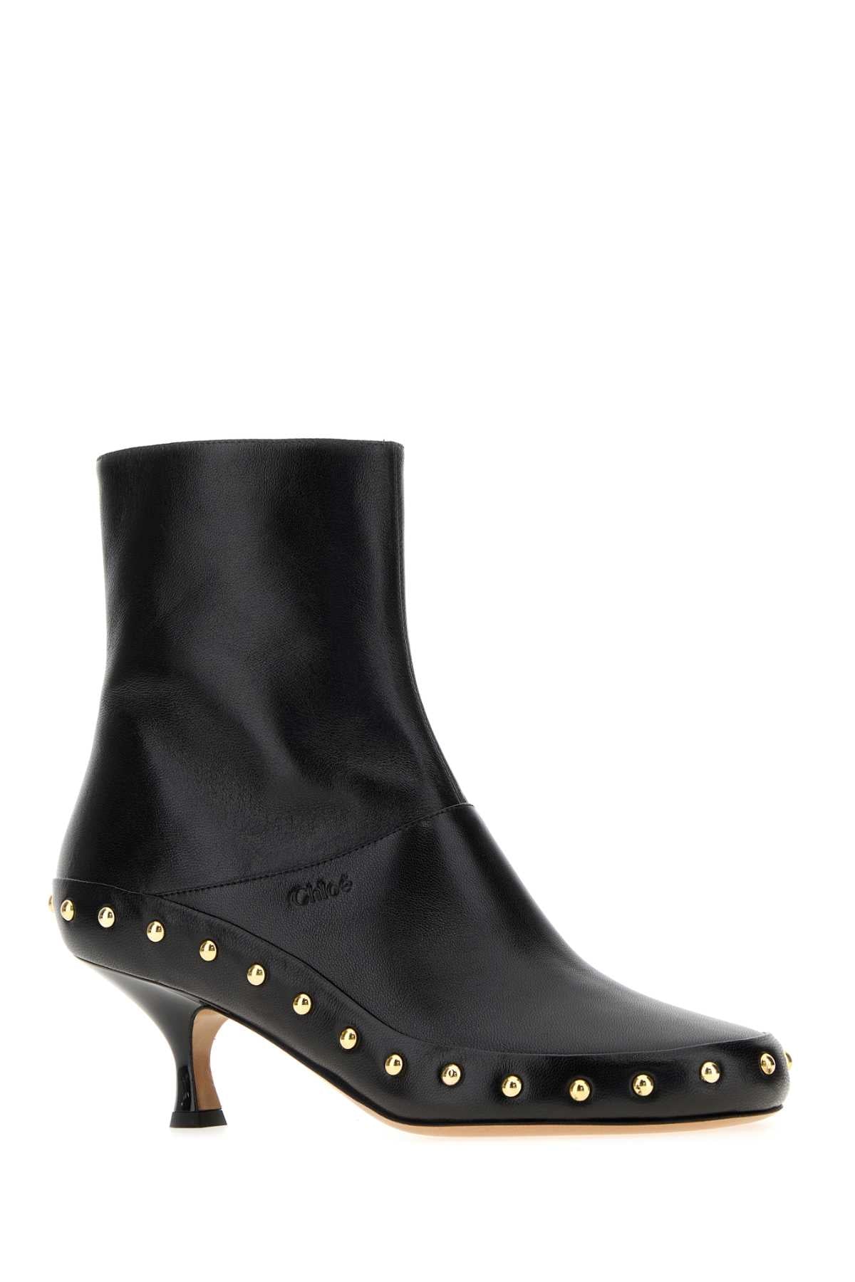 Chloe Women Black Leather Junie Ankle Boots
