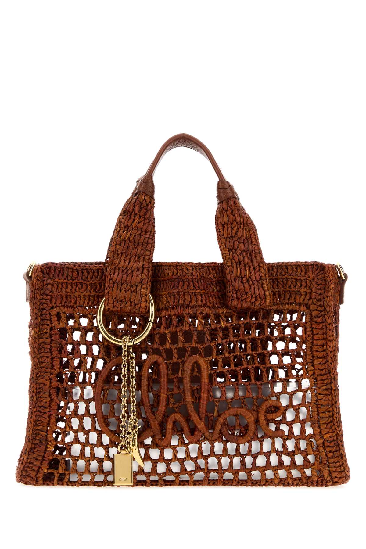 Chloe Women Caramel Raffia Summer Banana Shopping Bag