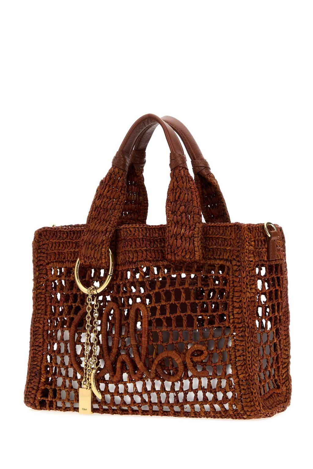 Chloe Women Caramel Raffia Summer Banana Shopping Bag