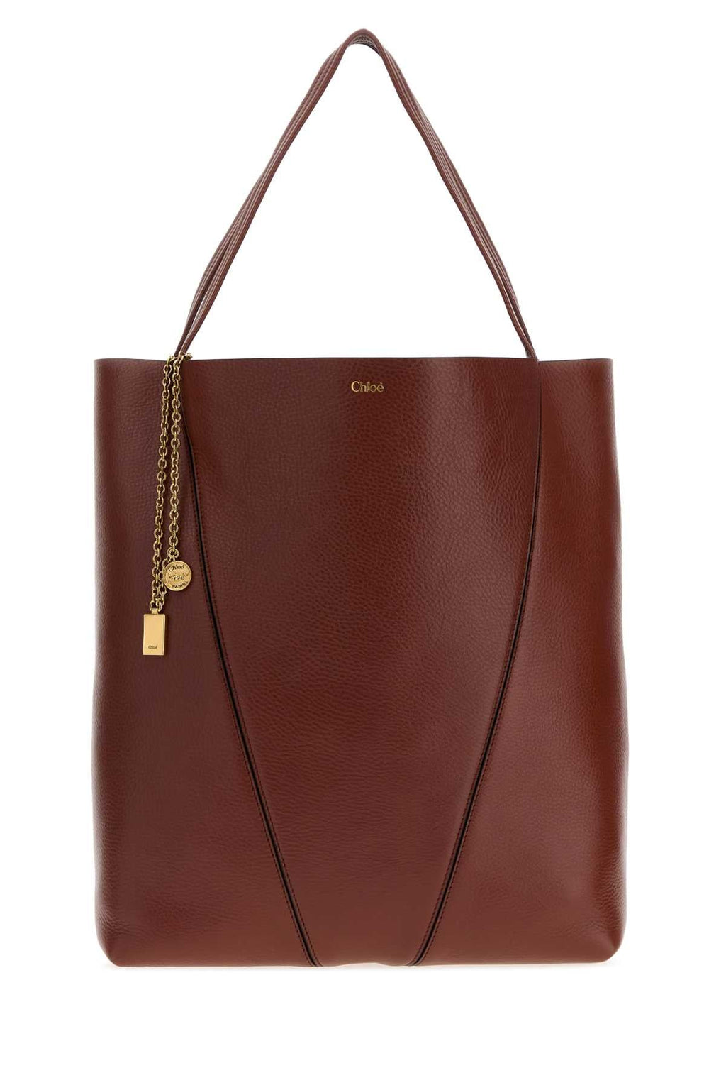 Chloe Women Caramel Leather Large Spin Shopping Bag