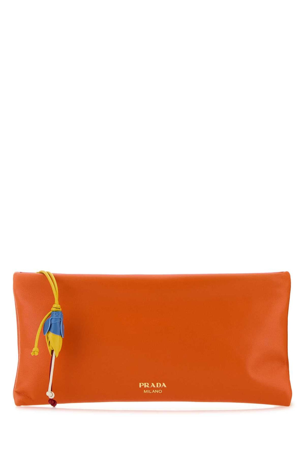 Prada Women Orange Nappa Leather Pouch