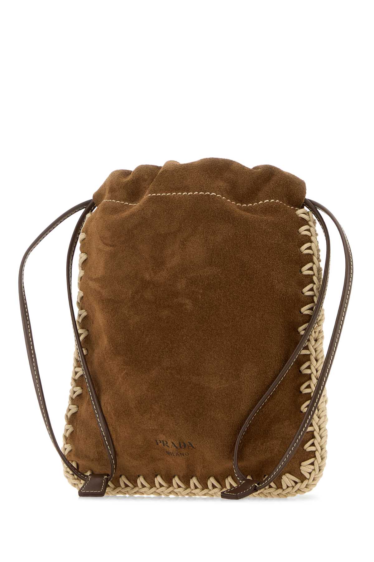 Prada Women Chocolate Suede Phone Holder