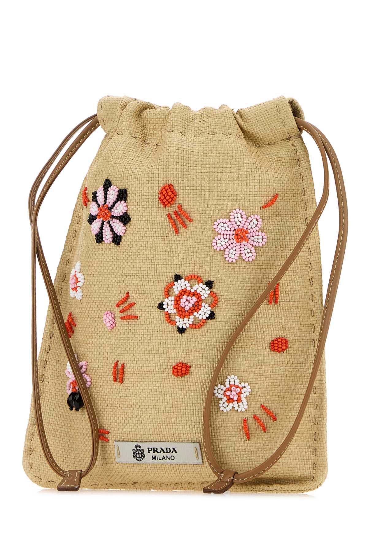 Prada Women Beige Canvas Phone Holder