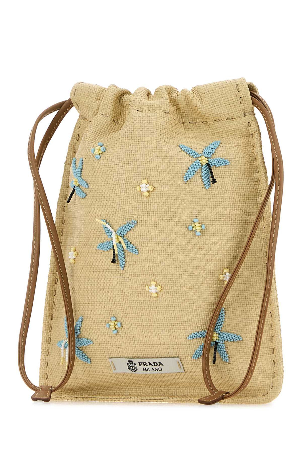 Prada Women Beige Canvas Phone Holder