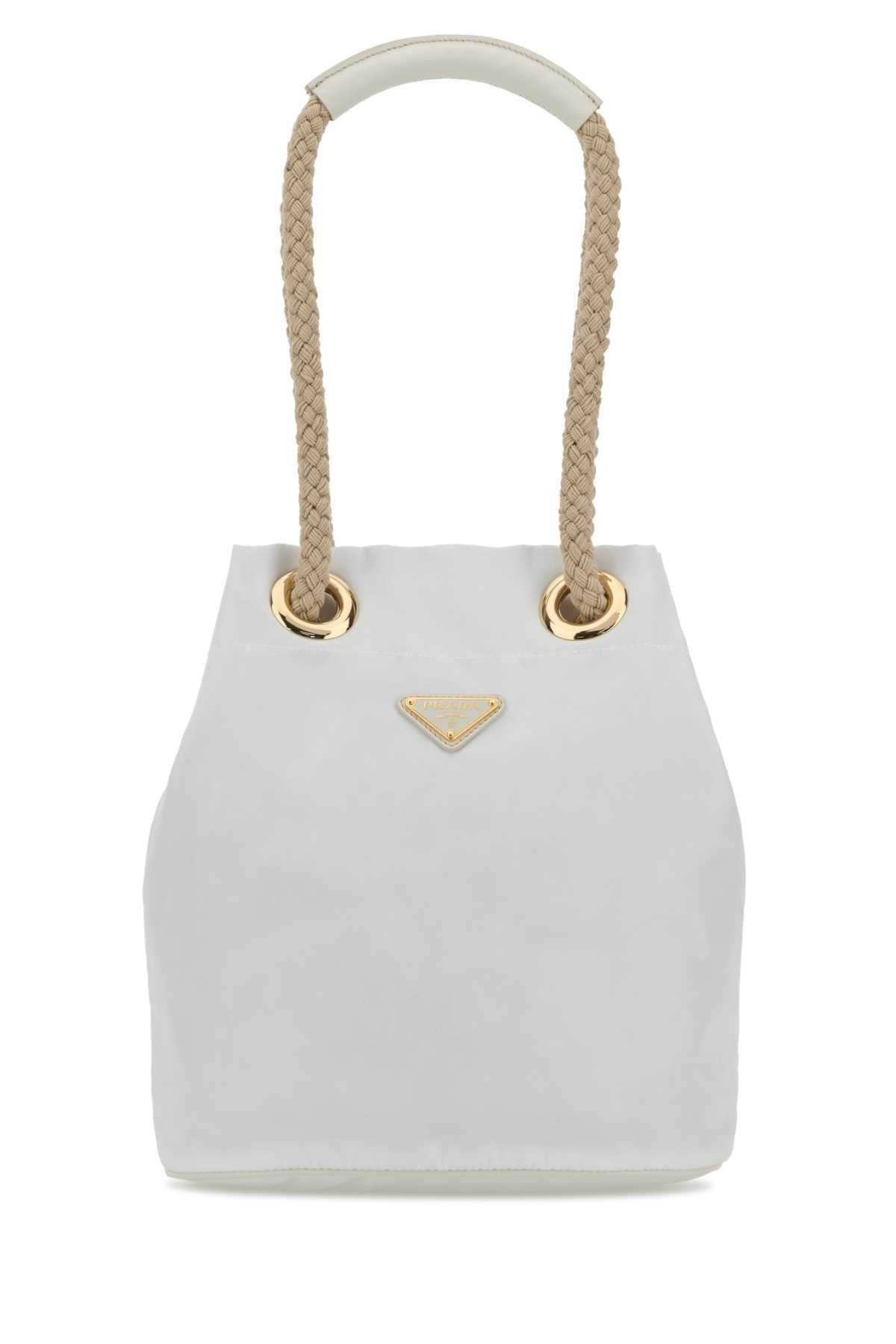 Prada Women White Re-Nylon Prada Mariner Bucket Bag