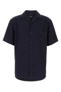Giorgio Armani Men Navy Blue Viscose Blend Shirt