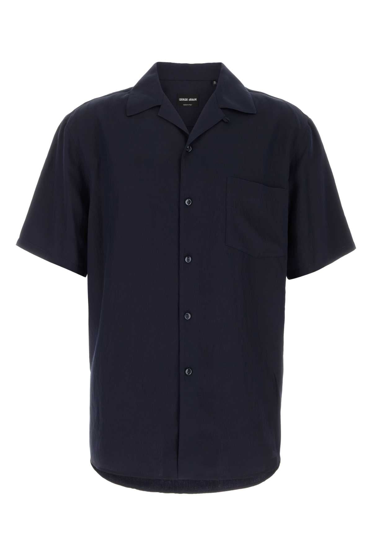 Giorgio Armani Men Navy Blue Viscose Blend Shirt