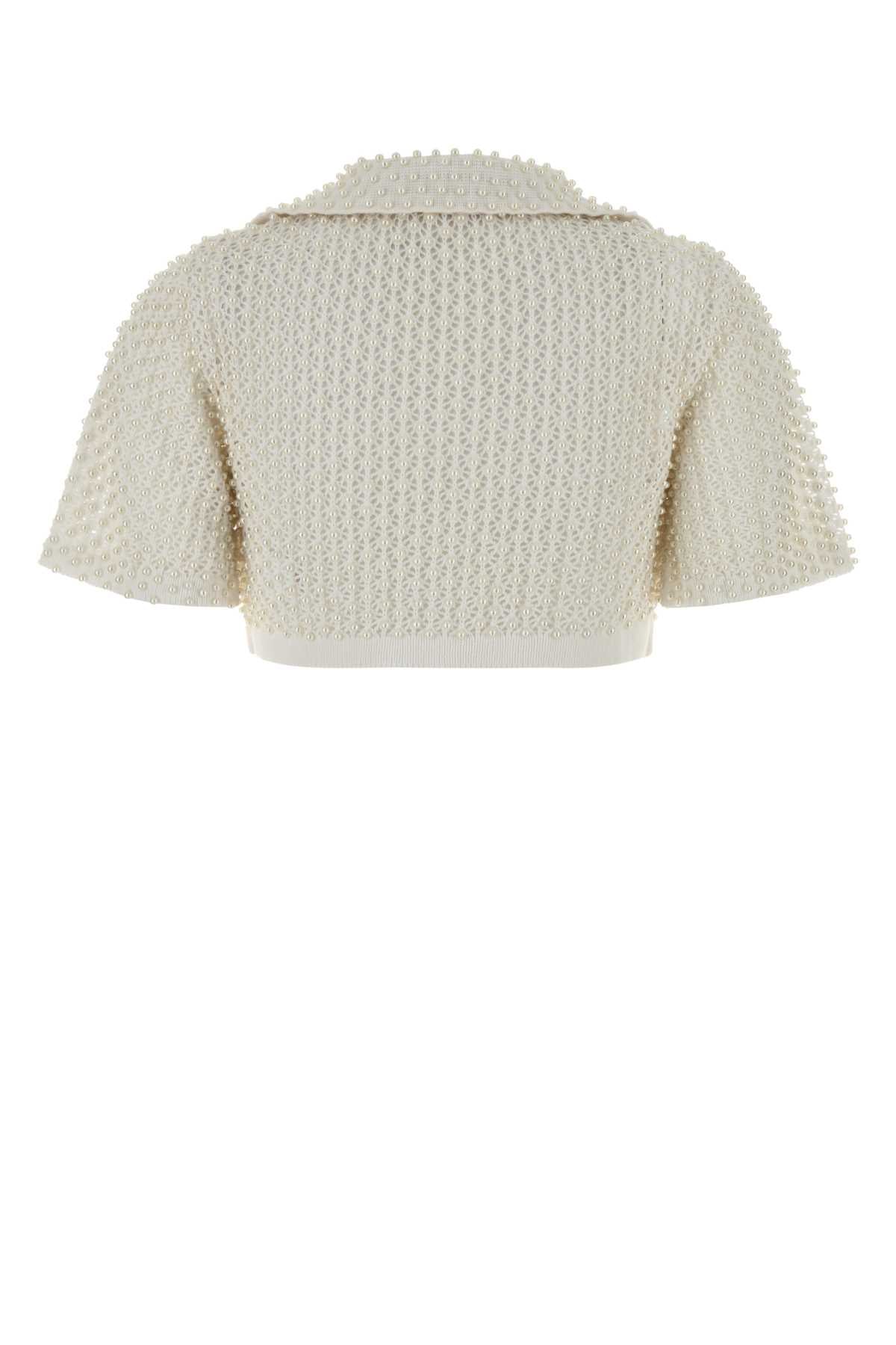 Giuseppe Di Morabito Women White Crochet Polo Shirt