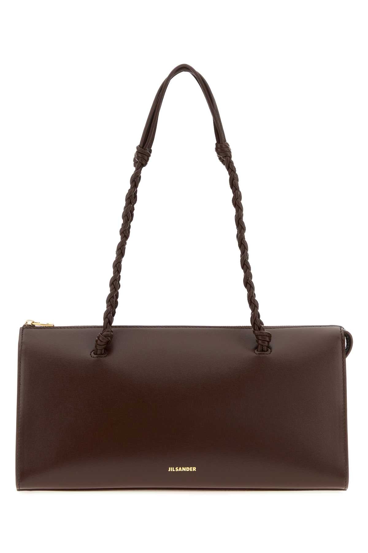 Jil Sander Women Chocolate Leather Tangle Tent Shoulder Bag