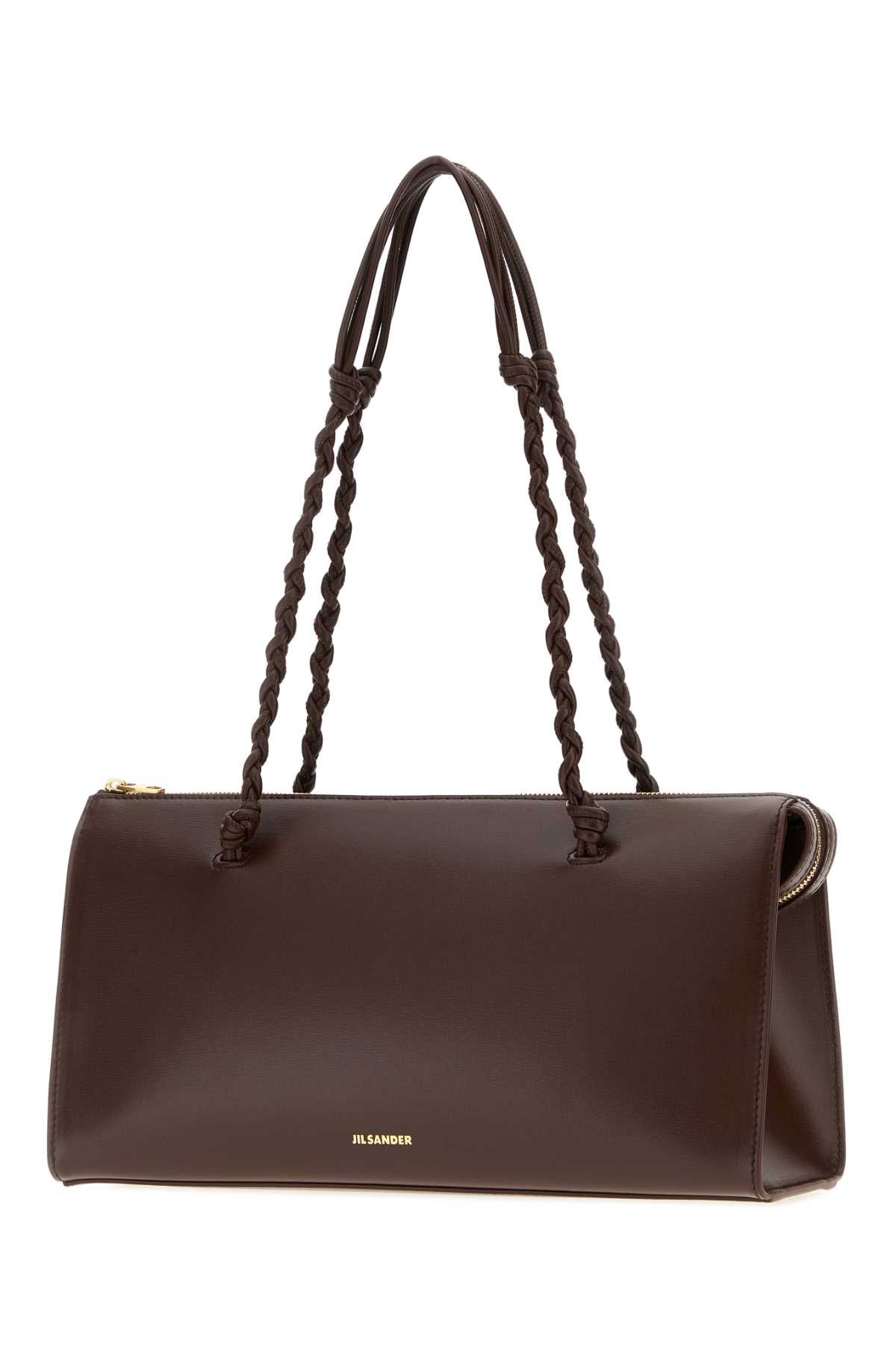 Jil Sander Women Chocolate Leather Tangle Tent Shoulder Bag