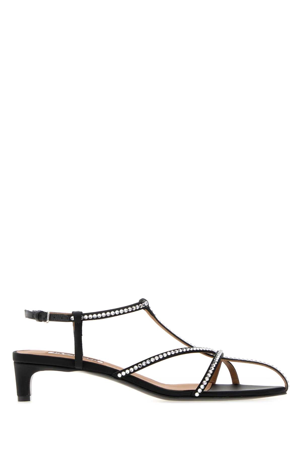Jil Sander Women Black Satin Cage Sandals