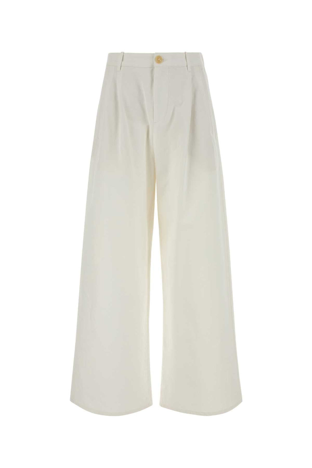 Jil Sander Women White Cotton Wide-Leg Pant