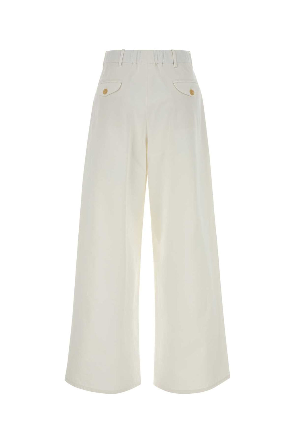 Jil Sander Women White Cotton Wide-Leg Pant