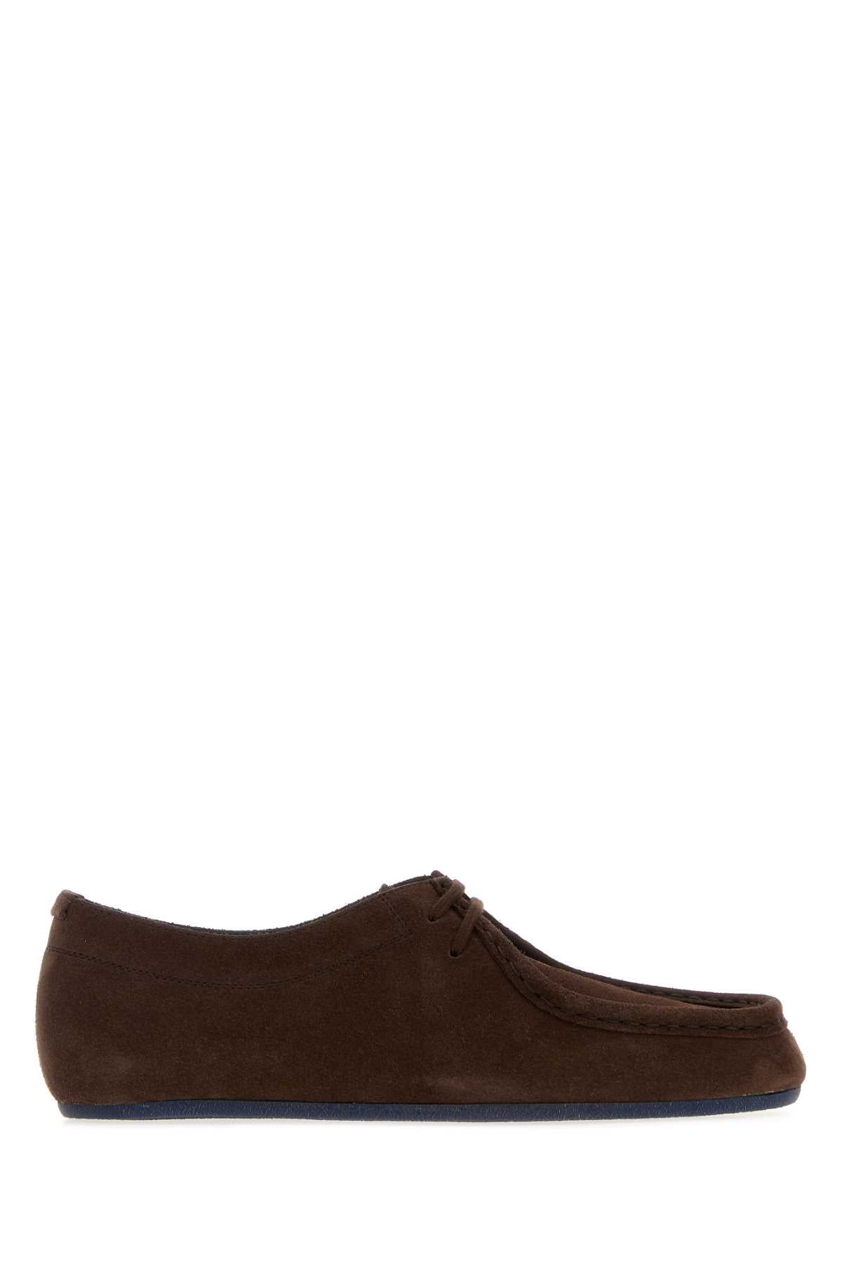 Jil Sander Men Dark Brown Suede Lace-Up Shoes