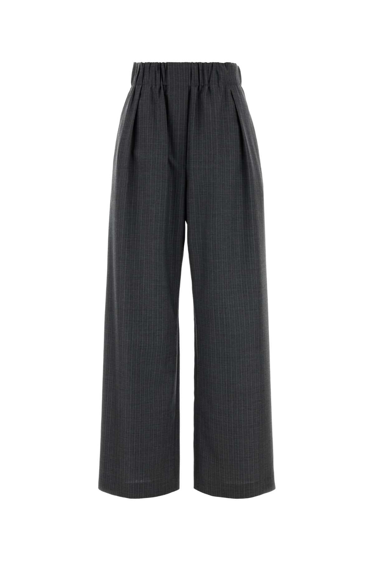 Jil Sander Women Embroidered Wool Wide-Leg Pant