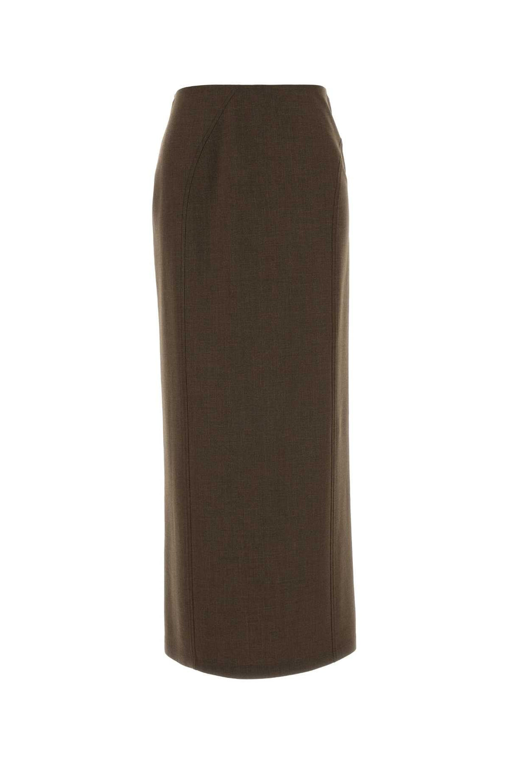 Jil Sander Women Brown Stretch Wool Blend Skirt