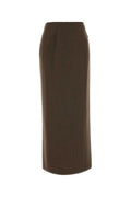 Jil Sander Women Brown Stretch Wool Blend Skirt