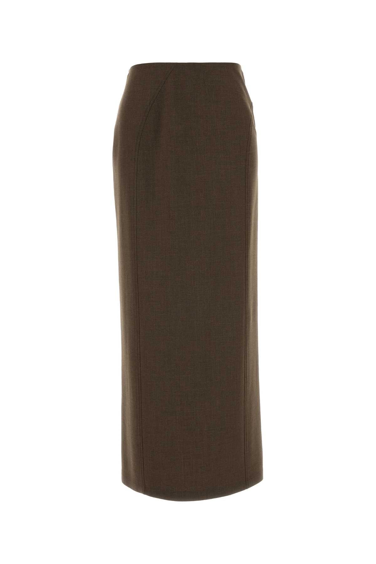 Jil Sander Women Brown Stretch Wool Blend Skirt