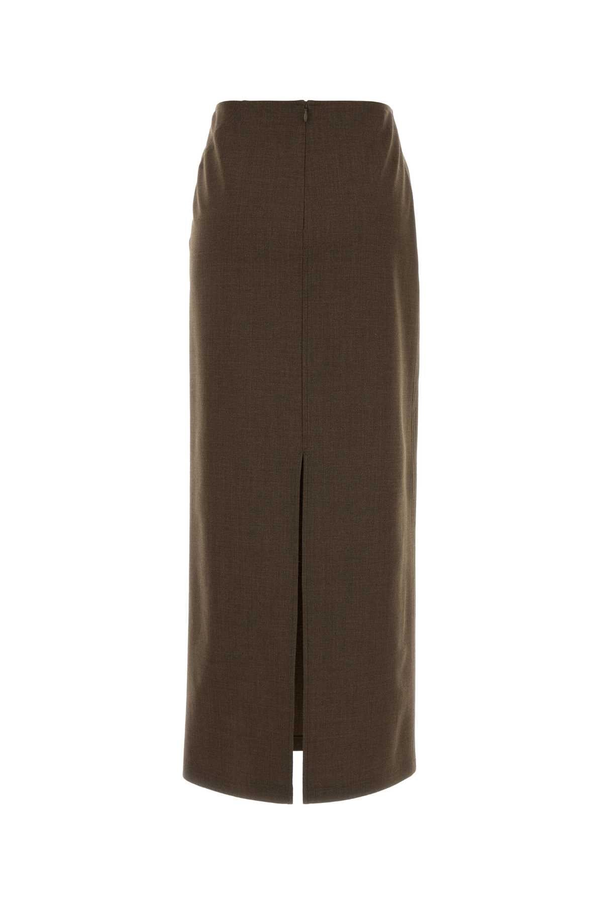 Jil Sander Women Brown Stretch Wool Blend Skirt