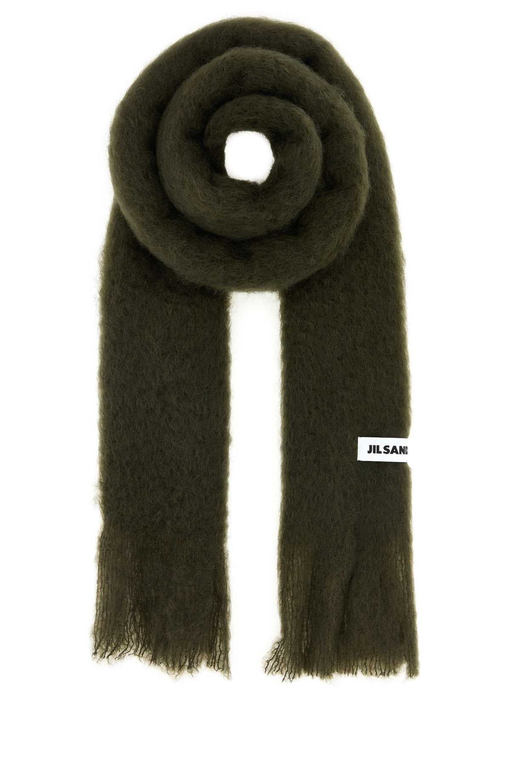 Jil Sander Men Olive Green Mohair Blend Scarf