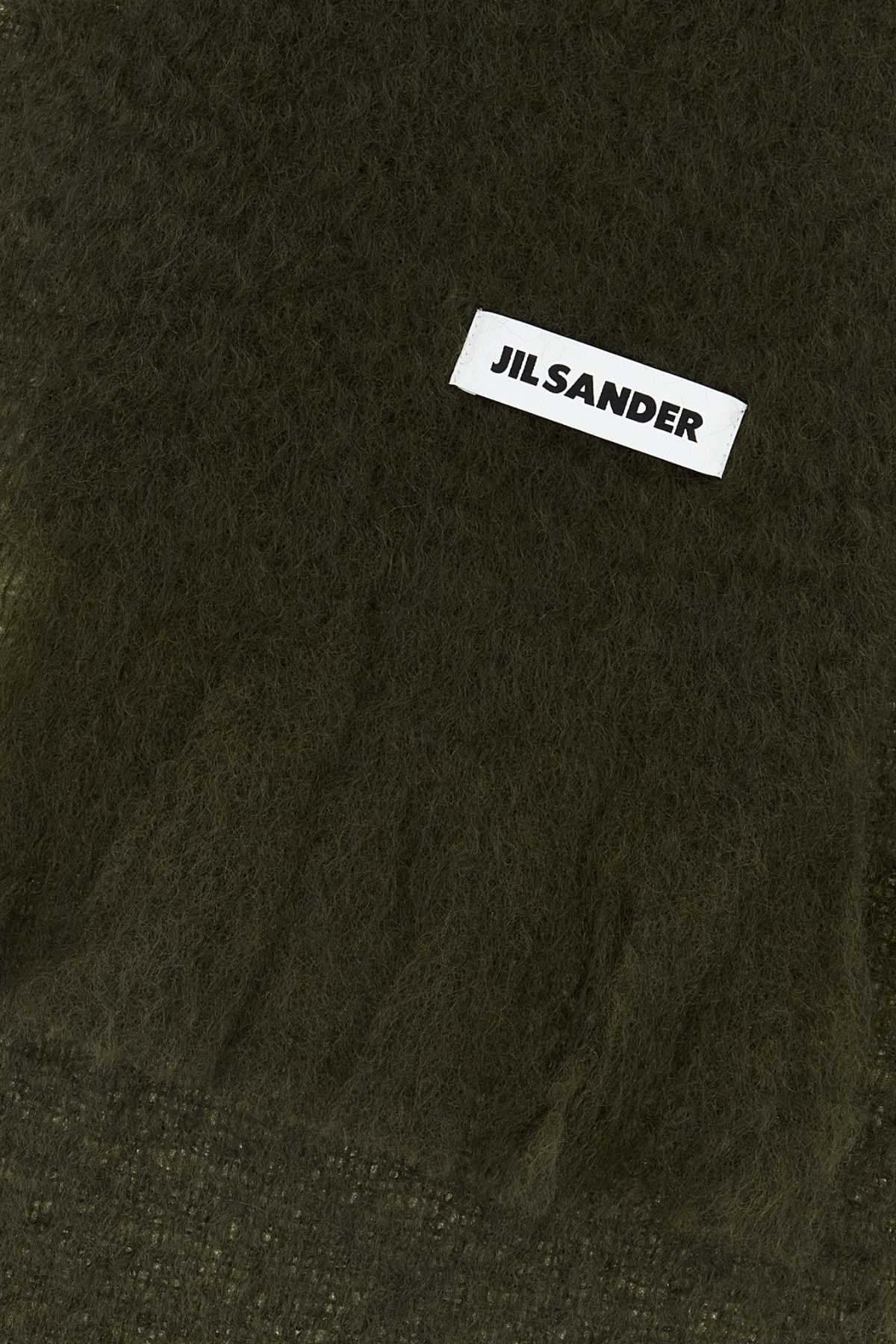 Jil Sander Men Olive Green Mohair Blend Scarf