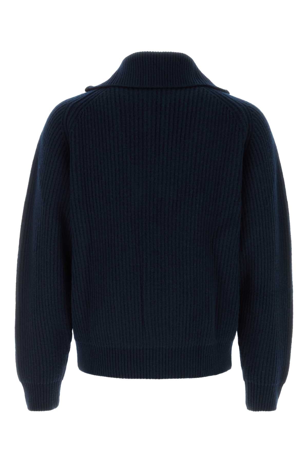 Jil Sander Men Navy Blue Wool Polo Shirt